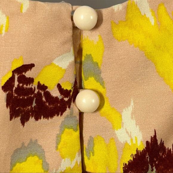 Tibi Silk Floral Abstract Mini Ruffle Tunic Dress Size 8 Yellow Pink Floral - Picture 4 of 14